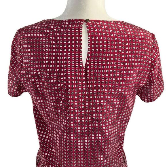 Madewell Light-weight Small Oversized Silk Short Sleeve Ascot Tile Drop Waist Dr - Picture 7 of 12